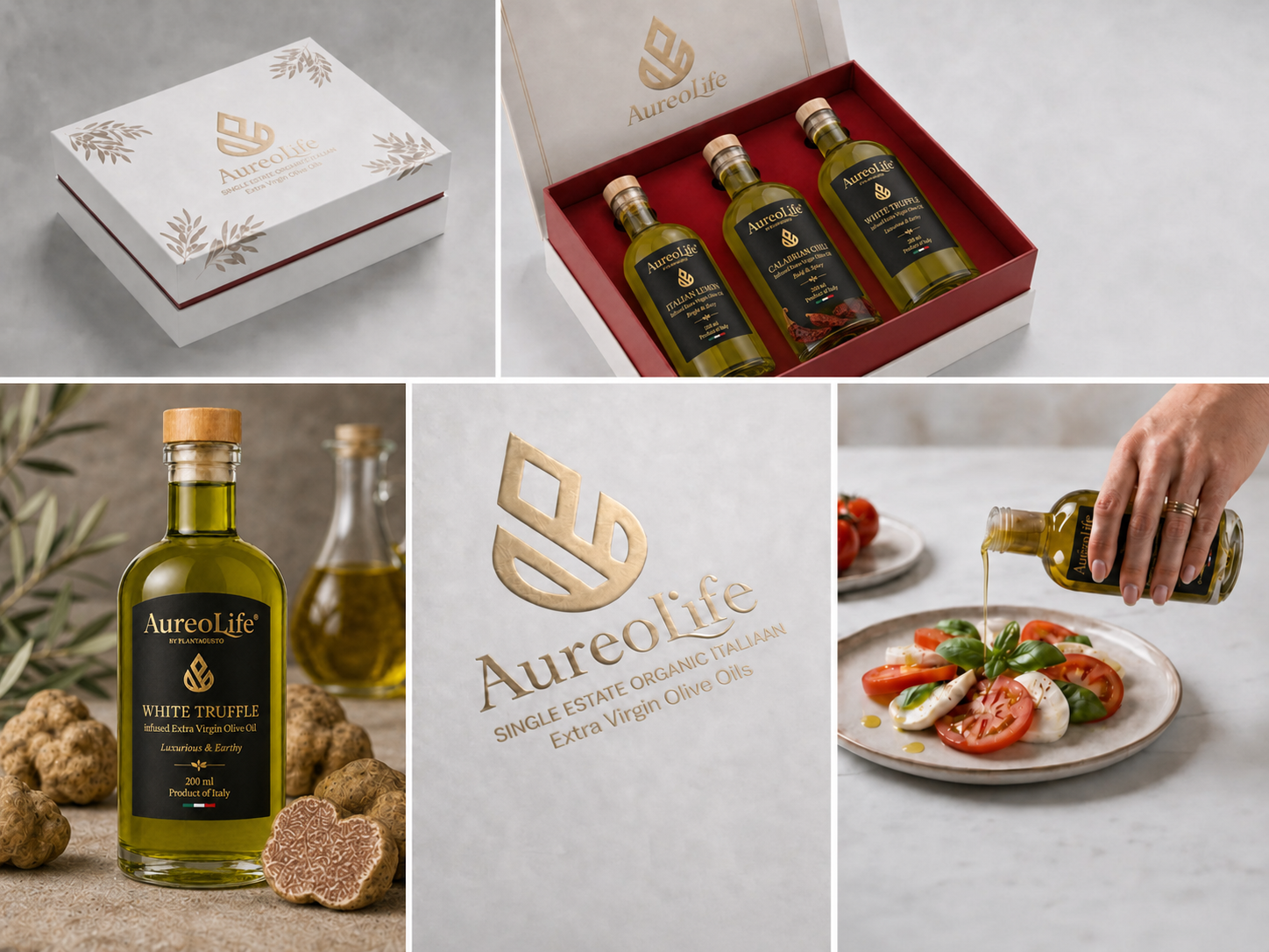 AureoLife infused olive oil gift box with three 200 ml premium bottles