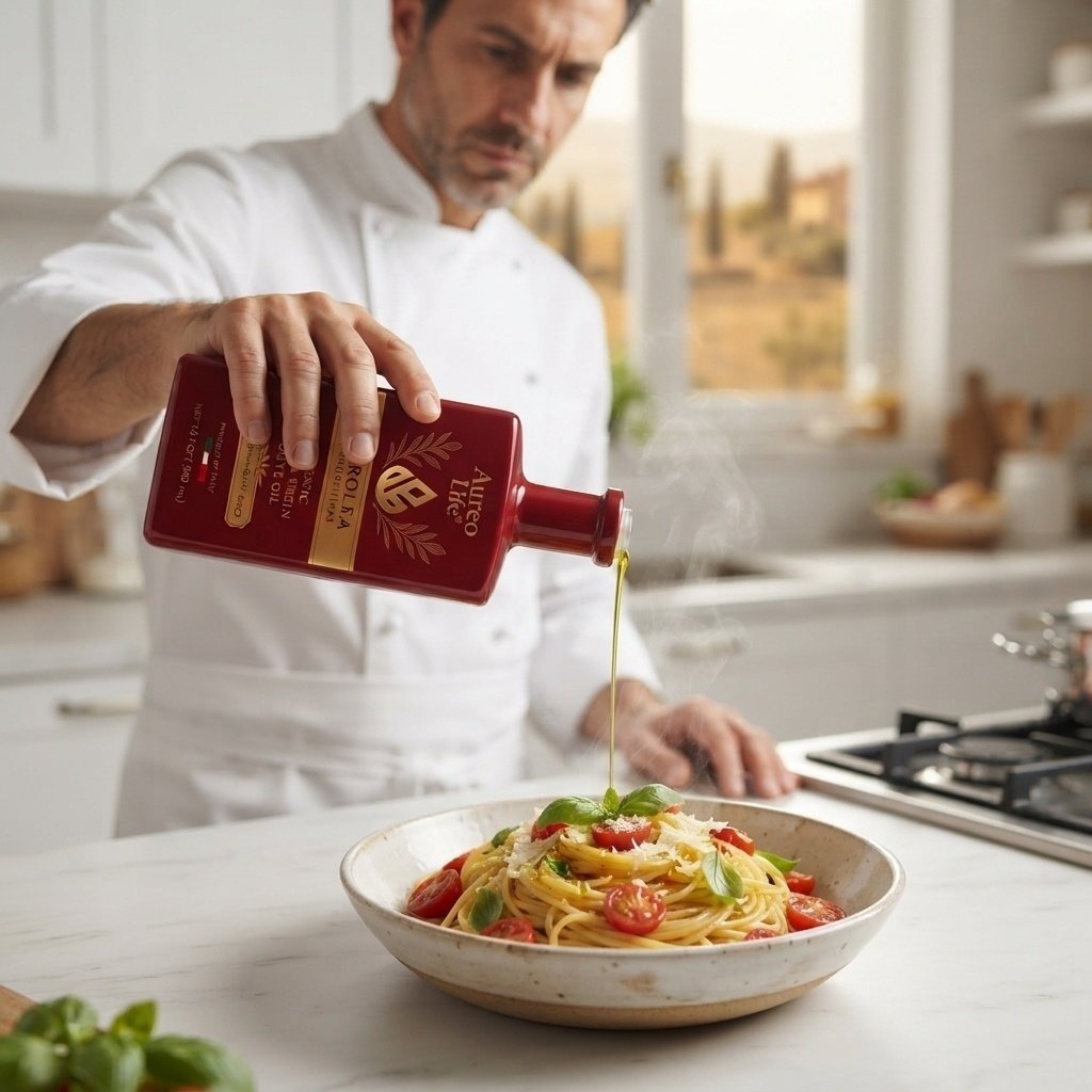 A chef finishing a dish with AureoLife Carolea