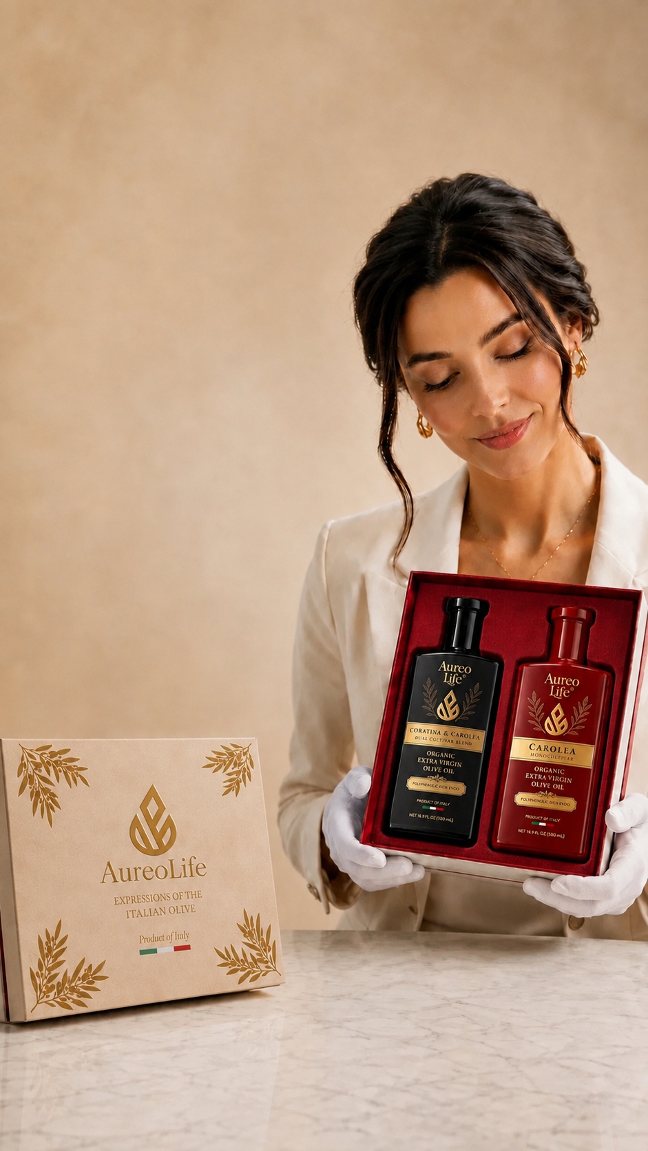 AureoLife two-bottle olive oil gift set